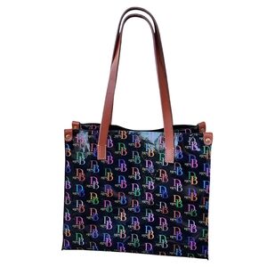Dooney & Bourke Multicolor Signature Tote with Leather Handles